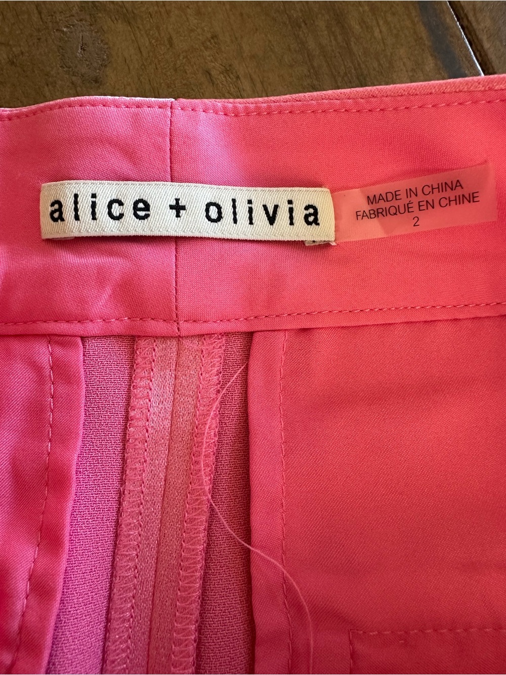 ALTERED Alice & Olivia Deanna High Waisted Bootcut Pants Pink Satin Women Size 2 - Picture 10 of 11